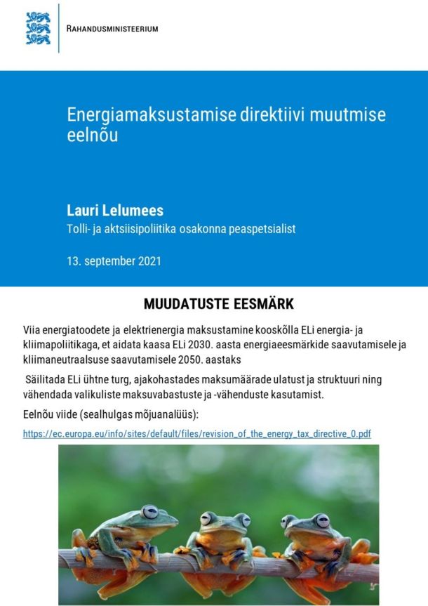 Energiamaksustamise direktiivi muutmise eelnõu